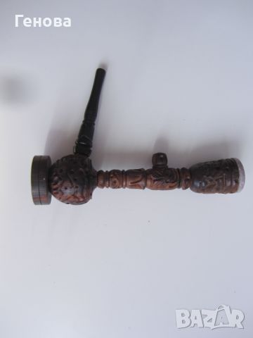 Автентична лула за пушене от дърво и камък на Yao Hill Tribe, снимка 11 - Антикварни и старинни предмети - 45478723