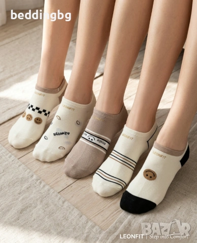 Комплект 5 чифта дамски памучни чорапи LEONFIT – Свежи и комфортни