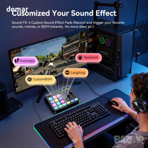 OneOdio Solocaster Геймърски аудио миксер - 5-канален интерфейс, снимка 5 - Ресийвъри, усилватели, смесителни пултове - 53424820