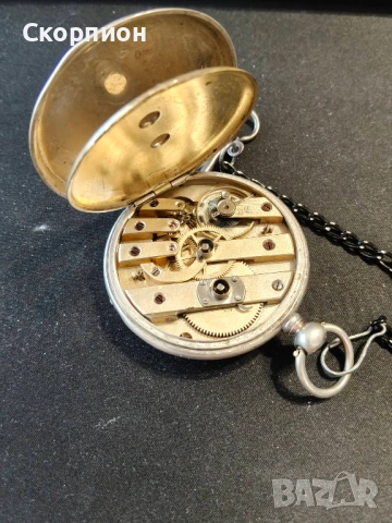 Швейцарски СРЕБЪРЕН джобен часовник 1900г. с ключе - 10 РУБИНА ПРОМОЦИЯ, снимка 10 - Джобни - 48362081