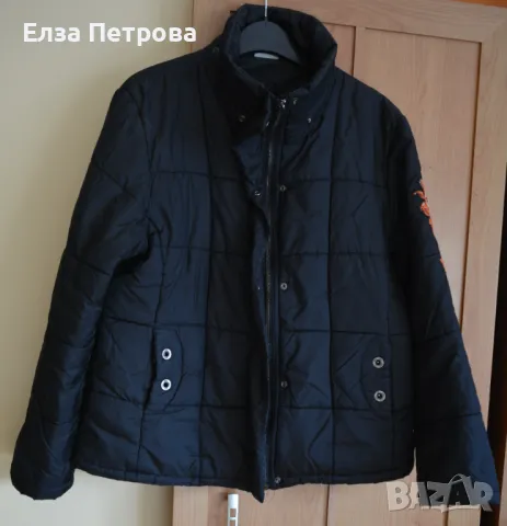 Дамско зимно яке от шушляк с оранжева бродерия; 2XL÷3XL, снимка 1 - Якета - 43860824