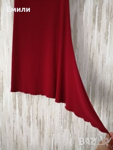 Винтидж дамска асиметрична еластична червена рокля р-р S, снимка 7 - Рокли - 45810833