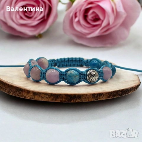 Дамска гривна кумцит, апатит и 925 сребро