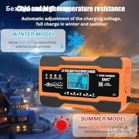 Ново Смарт зарядно 12V 12A за акумулатори – LCD дисплей, бързо зареждане, снимка 8 - Друга електроника - 49906420