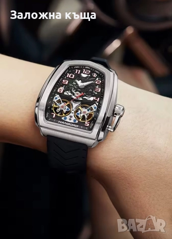 ЧИСТО НОВ ! Мъжки механичен / автоматичен часовник "Hanboro" (Silver), снимка 2 - Абсорбатори - 52722352