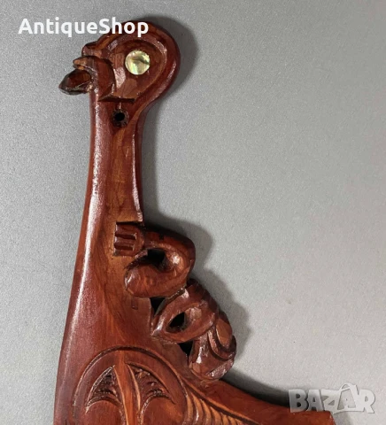 Резбована, дървена, Wahaika, Уахайка, оръжие, Маори, Нова Зенлондия, оръжие, дърворезба , снимка 3 - Антикварни и старинни предмети - 50493647