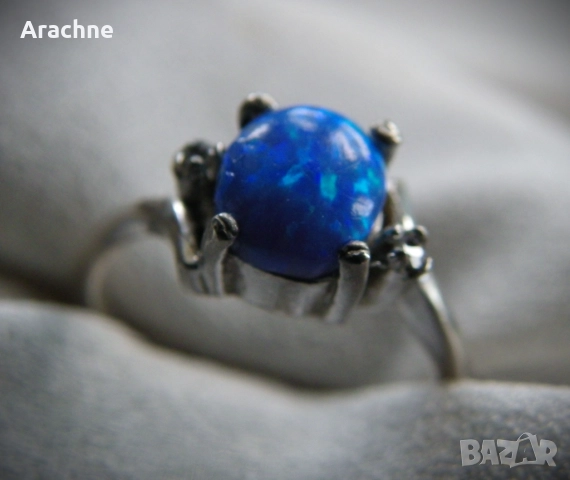 Сребърен пръстен с естествен опал, снимка 2 - Пръстени - 23452669