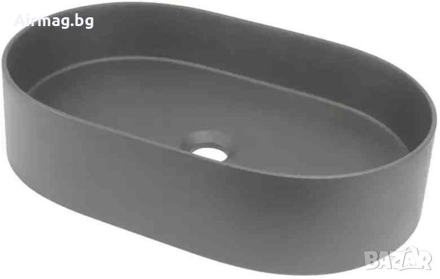 Антрацит Овална Гранитна Мивка за Баня, Монтаж върху плот стояща Silia 550x350 мм, снимка 1 - Мивки - 45295512