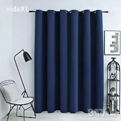 vidaXL Затъмняваща завеса с метални халки, синя, 290x245 см(SKU:134453), снимка 2 - Пердета и завеси - 49243837