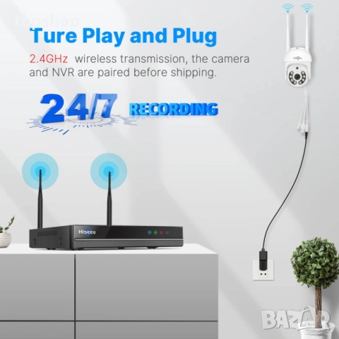 Чисто нова HISSEU Безжична Pro, AI разпознаване на хора, разширяем 16 канала 4K NVR с 4 5MP PTZ ..., снимка 4 - Комплекти за видеонаблюдение - 51722797