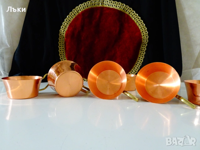 Медни чаши,чиста червена мед,бронзова дръжка, снимка 4 - Антикварни и старинни предмети - 52665477