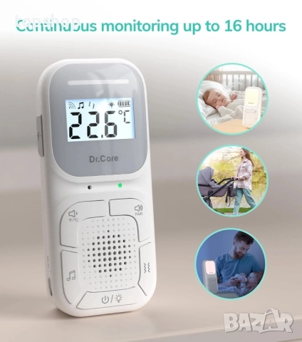 ЧИСТО НОВ, ТЕСТВАН Преносим бебешки аудио монитор и звуков бебефон NeoGo с обхват от 300 метра..., снимка 6 - Бебефони - 51598000