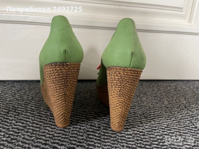 Обувки летни на платформа зелено ново, снимка 4 - Дамски обувки на ток - 45453106