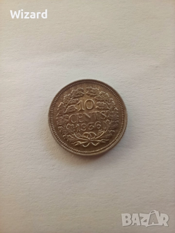 10 цента 1936 Холандия UNC