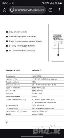 Усилвател RCS BA120C, снимка 3 - Ресийвъри, усилватели, смесителни пултове - 53740495