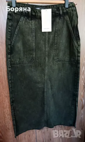 Zara нова с етикет пола сив деним, снимка 6 - Поли - 50057487