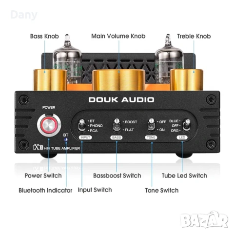 Усилвател Лампов, 160Wx2 Douk Audio X1, снимка 3 - Ресийвъри, усилватели, смесителни пултове - 53129404