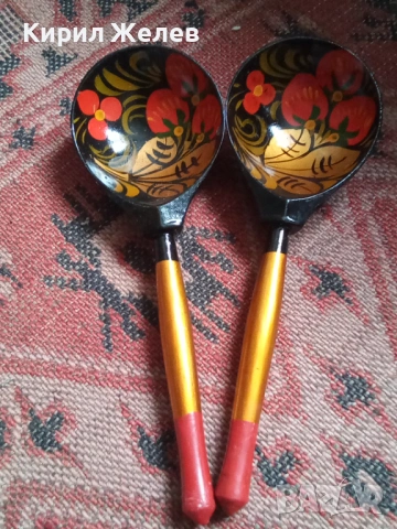 Руски рисувани лъжици дървени 53675, снимка 2 - Антикварни и старинни предмети - 53392383