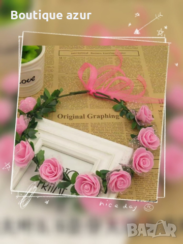 Романтична обиколка: Венче за коса от чаровни рози, снимка 4 - Аксесоари за коса - 45036042