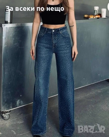 Дамски Сини Дънки С Камъни Код EN27, снимка 3 - Дънки - 52511262