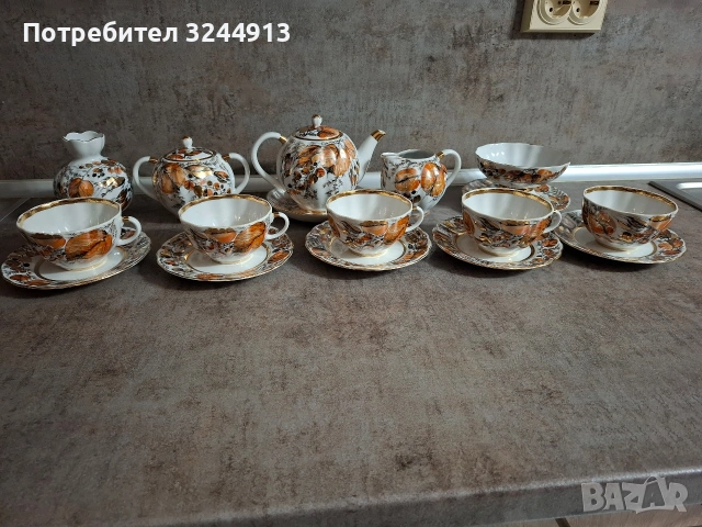 Руски порцеланов чаен сервиз ЛФЗ ,, Мой сад" , снимка 2 - Сервизи - 54000722