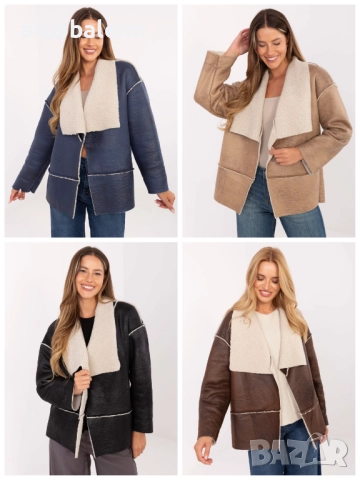 Дамско стандартно яке от еко кожа с подплата, 4цвята 