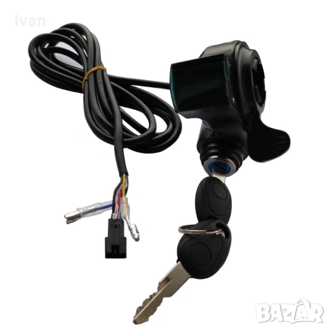 Универсален палец за газ, масур за скутер, електрическо колело с волтмер и контактен ключ