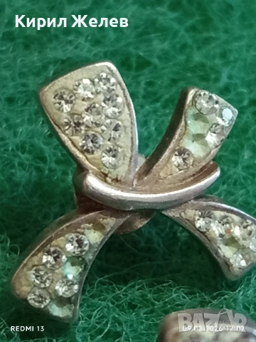 Сребърни обеци във формата на ПАНДЕЛКА 🎀 с инкрустирани кристали стил и елегантност 53686, снимка 2 - Обеци - 53412099