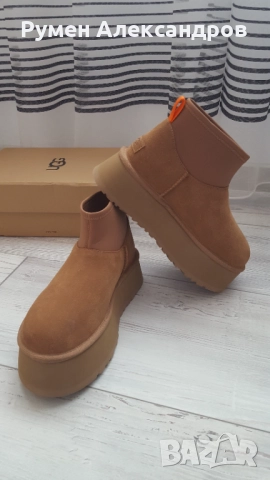 Нови дамски кожени високи боти UGG CLASSIC MINI DIPPER Shestnut р-р 39, снимка 8 - Дамски боти - 52859201