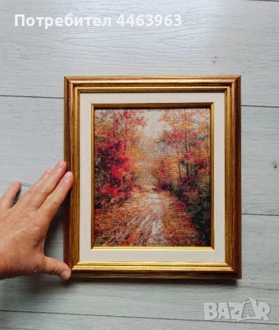 гоблен ,, След дъжда" 16,5/20 см, снимка 2 - Гоблени - 51230540