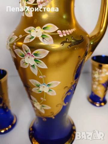 Комплект за лимонада/вода от чешки цветен кристал, снимка 14 - Сервизи - 53663721