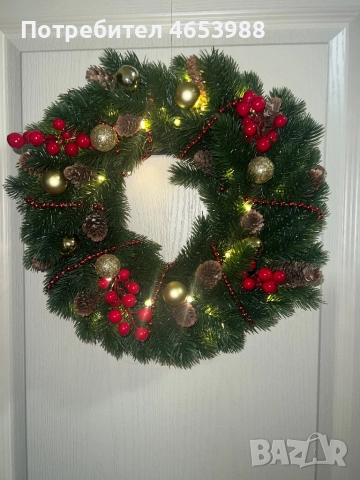 Коледен венец, изработен на ръка 🎄✨, снимка 3 - Декорация за дома - 52447985