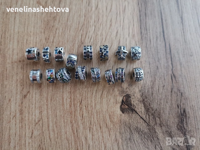 Сребърни талисмани висулки стопери клипс за гривни Пандора , снимка 8 - Гривни - 52331432
