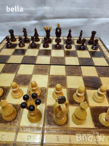 Ръчно изработен комплект шах и дама от дърво, снимка 6 - Антикварни и старинни предмети - 54087073