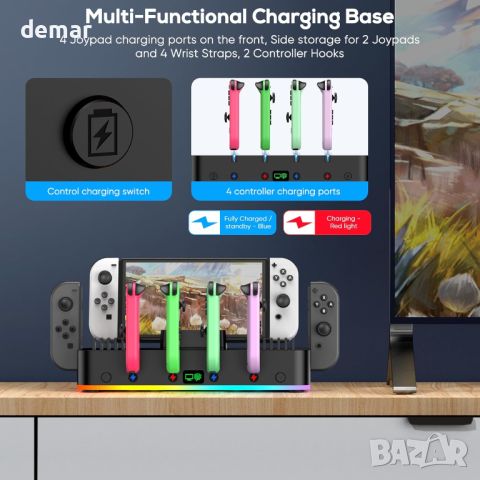 RGB Switch TV докинг станция и стойка за стена за Nintendo Switch/OLED и Joycon, снимка 4 - Аксесоари - 45176362