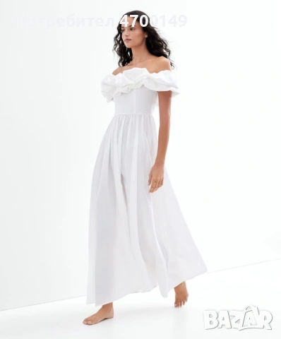 Шикозна бяла ленена рокля Oysho с волани. Идеална за всеки ден и специални поводи.
