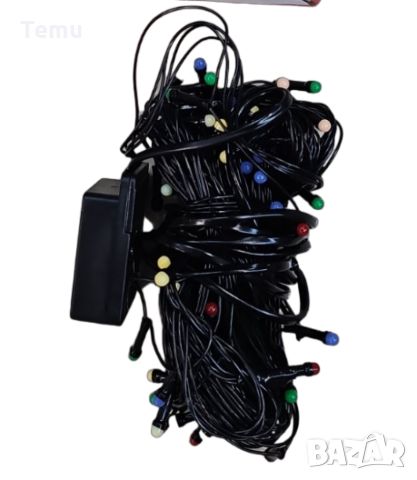 Цветни коледни лампички с черен кабел / 100led светлини - 5 метра, снимка 3 - Декорация за дома - 45788371
