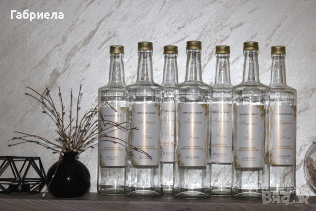 Стъклени бутилки с етикет, снимка 2 - Други - 54120832