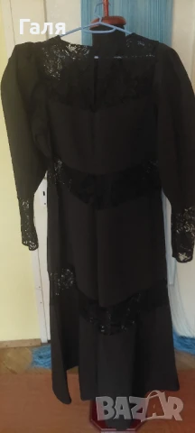 Черна, дълга, елегантна рокля с дантела за повод, снимка 2 - Рокли - 51406594