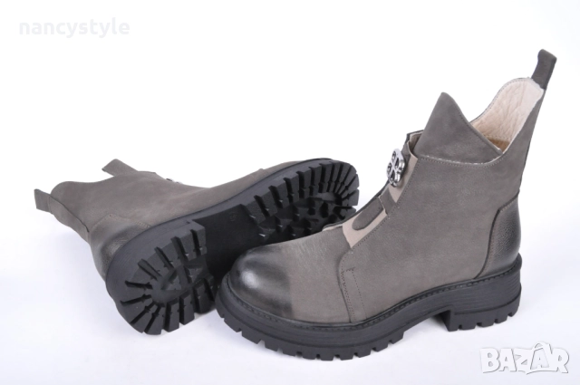 ЗИМА '25'26! Дамски боти от естествен набук с цип и ластик, снимка 4 - Дамски боти - 52289557