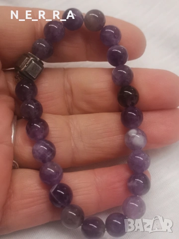 Гривна от естествен аметист, снимка 2 - Гривни - 53370280