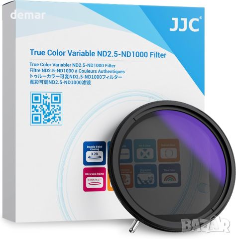 JJC 77 mm TrueColor ND Variable ND2.5-ND1000 Филтър с 10 стъпки Canon, снимка 8 - Обективи и филтри - 46770242