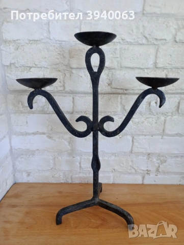 Стар свещник от ковано желязо, снимка 9 - Други ценни предмети - 53207824