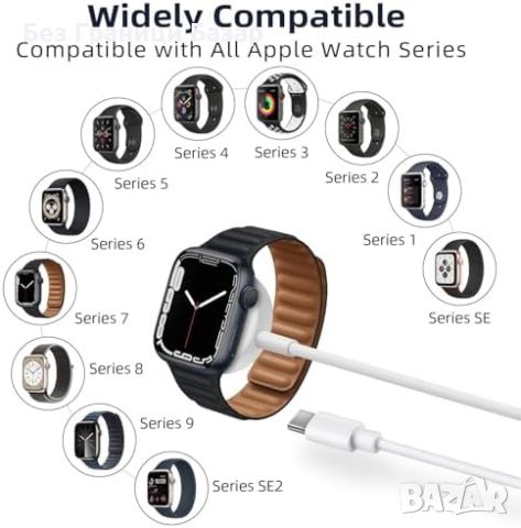 Нов Високоскоростен USB-C Магнитен Кабел за часовник Apple Watch Series 9-2, снимка 5 - Друга електроника - 46427418