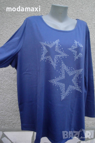 4XL Нова синя блуза със звезди от капси , снимка 4 - Блузи с дълъг ръкав и пуловери - 45027972