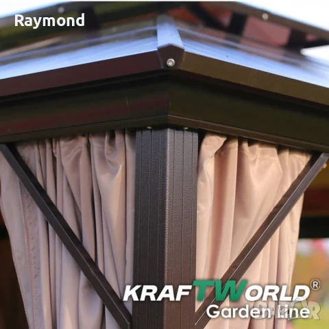 Луксозна Шатра KraftWorld Tenerife – 3×4 м с Твърд Покрив,Мрежа и Завеси, снимка 7 - Градински мебели, декорация  - 51206293