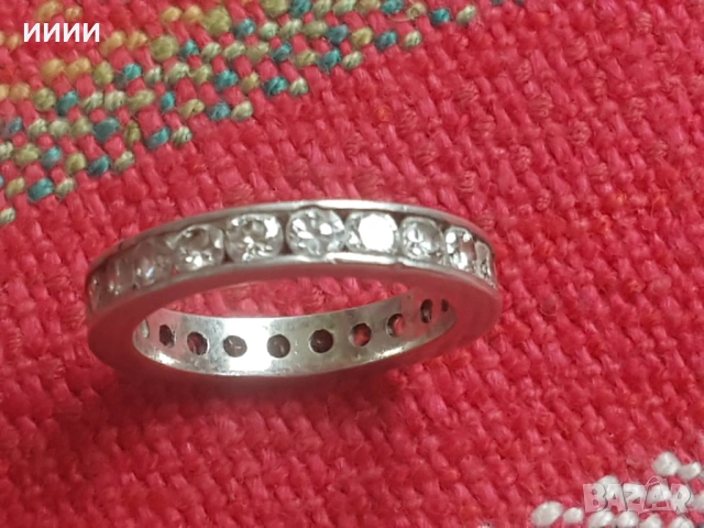 Сребърен пръстен халка с камъни , снимка 3 - Пръстени - 53243860