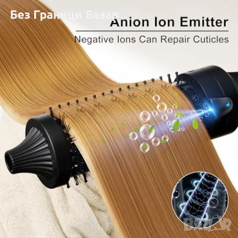 Нова Йонна нагряваща четка K&K – турмалин, керамика, 2 в 1 стайлер коса, снимка 3 - Други - 49693222