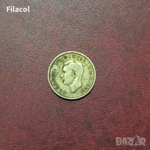 Великобритания 6 пенса 1945 г. Джордж VI, снимка 2 - Нумизматика и бонистика - 52790190
