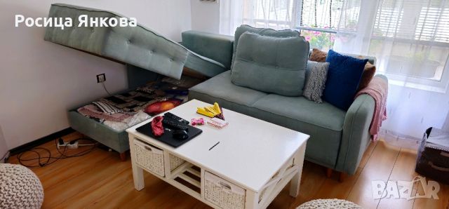 Ъглов разтегателен диван, 2 ракли, снимка 4 - Дивани и мека мебел - 46465582